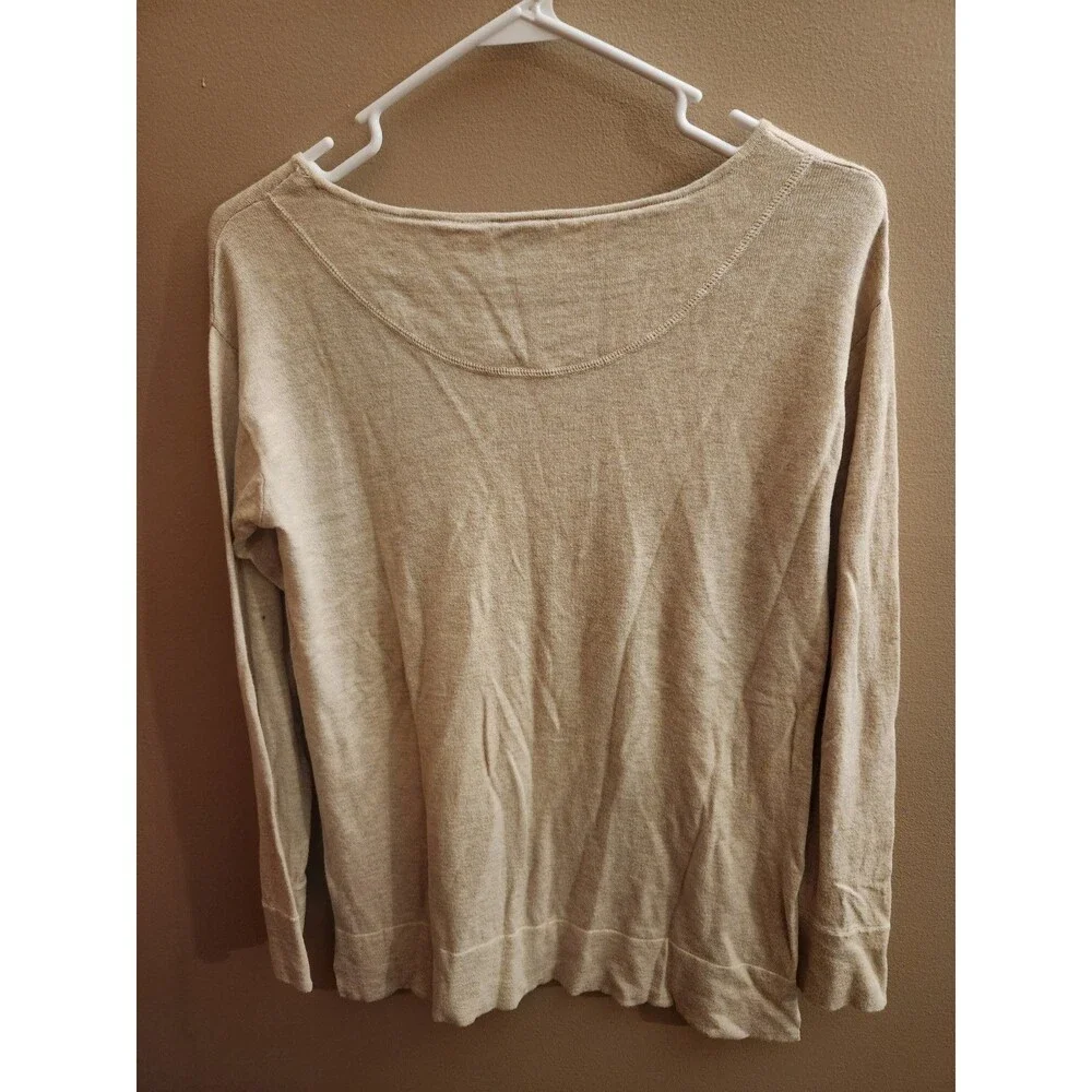 J. Jill Beige Tan Flower Floral Cotton Blend Sweater Top Pull Over Size XS